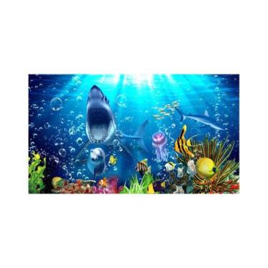 Imagem de Painel de Lona Fundo Do Mar Tubarão E Golfinho - Fabrika de Festa, 240
