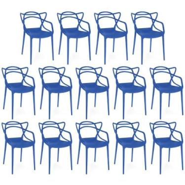 Imagem de Kit 14 Cadeiras de Jantar Allegra Prática Empilhável - Azul Petróleo -