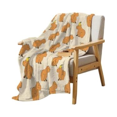 Imagem de Cobertor De Fleece Macio E Peludo Com Estampa De Capivara Para Sofá, C