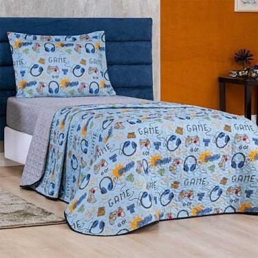 Imagem de Colcha Bouti Cobre Leito Dupla Face Cama Solteiro Infantil COR:GAME - 