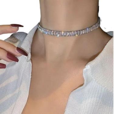 Imagem de Colar Chocker Noiva Pedra Zirconia Prata Semi Joia Debutante - De Cast