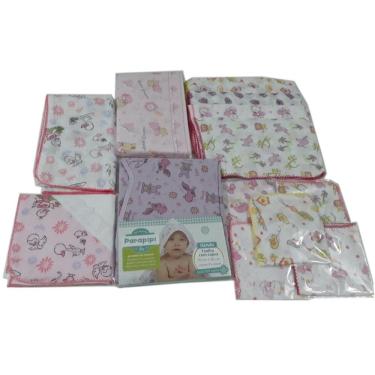Imagem de Kit 13 Fralda 1 Cueiro 1 Toalha Capuz 1 Travesseiro Menina