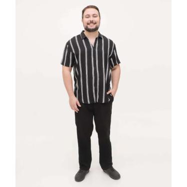 Imagem de Calça Plus Size Masculina Slim Sarja Chino MR-60111, Preto, 48