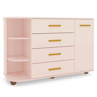 Imagem de Cômoda Infantil com Cantoneira e 4 Gavetas 100% Mdf New Lorena Rosê - 