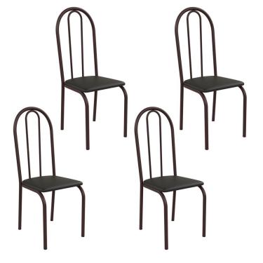 Imagem de Kit 4 Cadeiras Ilhabela Estrutura Em Aço Marrom Tecido Preto