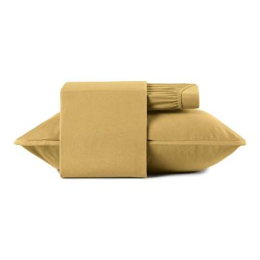 Imagem de Jogo De Cama Solteiro 3 Peças Altenburg Malha Fio Penteado Amarelo Mostarda