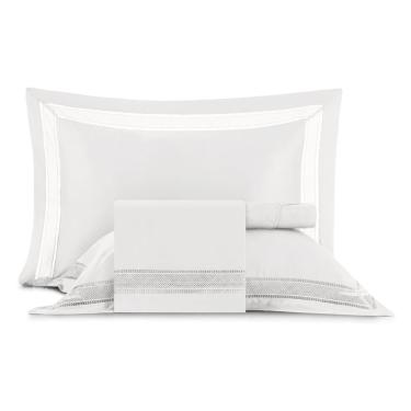 Imagem de Jogo De Cama Queen Altenburg Cetim Bambu 300 Fios Unitá Branco