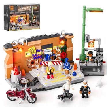 Imagem de FUNWHOLE Kit de Blocos de Montar Batalha de Dança Underground com LED, 429 Peças - Ilumine Sua Cultura Street