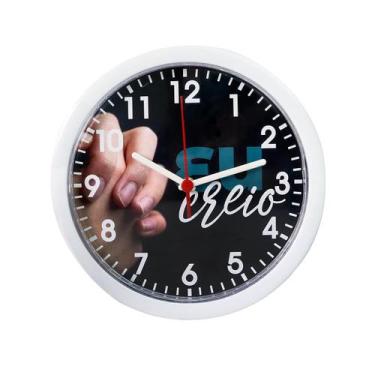 Imagem de Relógio de parede de plástico 25cm palavra "fé" e "eu creio" - Fmart, 
