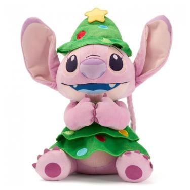 Imagem de Pelúcia Oficial de Natal Disney Store Angel Lilo & Stitch Natalina 2025, 36 cm, Fantasia Árvore de Natal com Estrela Dourada e Detalhes