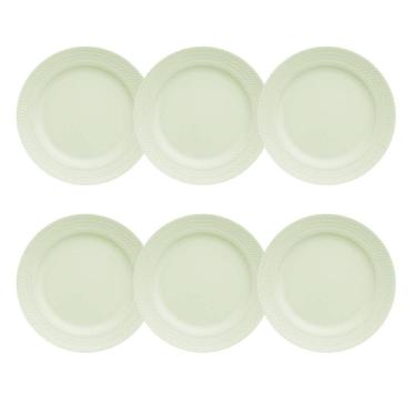 Imagem de Kit 06 Prato Raso Verde Menta Chevron Germer Porcelanas