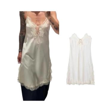 Imagem de Vestido Midi Feminino Com Decote Em V E Costas Descobertas Em Renda KO