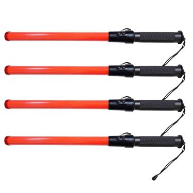 Imagem de Bastao Sinalizador Viario Kit 4 Uni Apito LED Pilha Fiscal Transito Emergencia Obra Frentista Guarda Manobrista