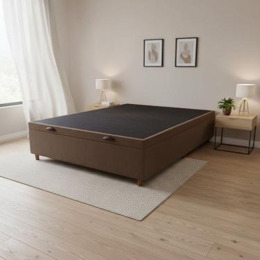 Imagem de Base Box Baú Casal 138x188cm com Pistão a Gás Estrutura Reforçada Smart Marrom