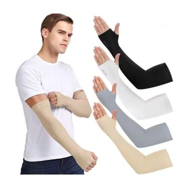 Imagem de Kit 2 Pares Manguito Proteção Solar Uv Fina Braço Seda Unissex