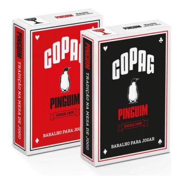Imagem de Baralhos Copag Pinguim Truco Buraco Canastra Original Vermelho E Preto