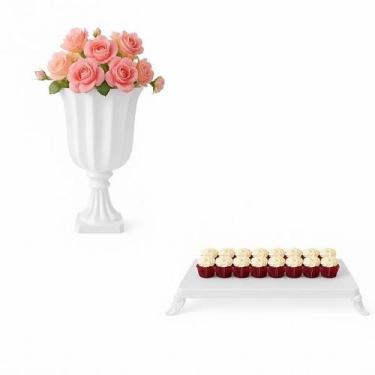 Imagem de Kit Festa Mesa Decorada  1 Bandeja 1 Vaso Flor - Beva