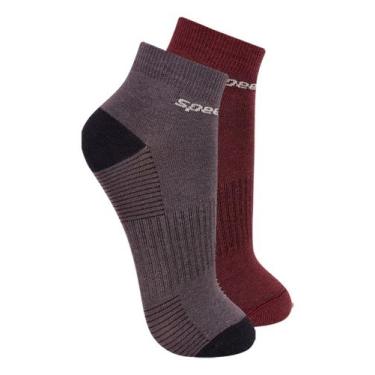 Imagem de Kit com 2 Pares de Meias Cano Curto Speedo 8034 Colorido, Vinho, 39-44