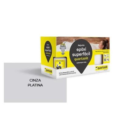 Imagem de Rejunte Epóxi Super Fácil 1Kg Quartzolit Varias Cores, Cinza Platina