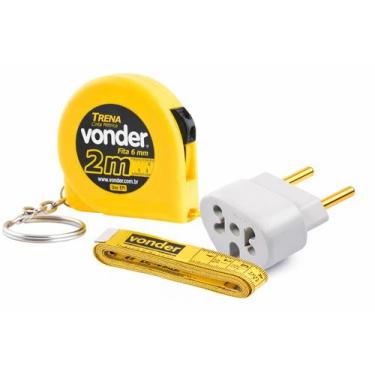 Imagem de Kit Trena 2 metros, Fita Métrica e Adaptador Tomada 20A - Vonder