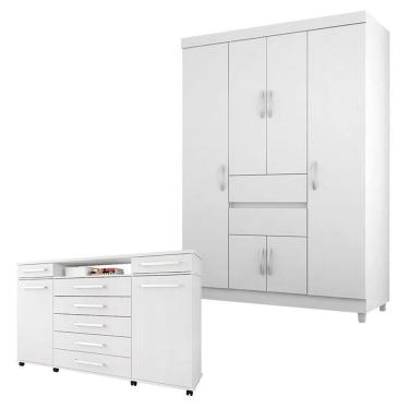 Imagem de Cômoda London e Guarda Roupa Solteiro Ecom 2 Branco Flex - Demóbile