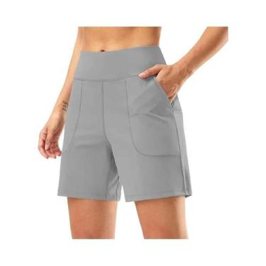 Imagem de Shorts Esportivos Sem Costura De Cintura Alta Para Mulheres, Elásticos