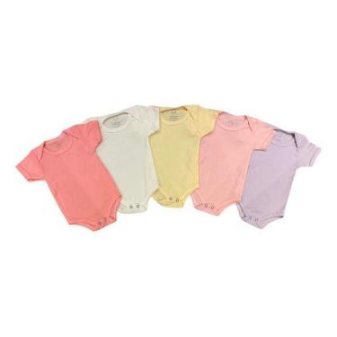 Imagem de Kit 10 Bodies Manga Curta Suedine Bebê Liso Um Menina -, Multicolorido