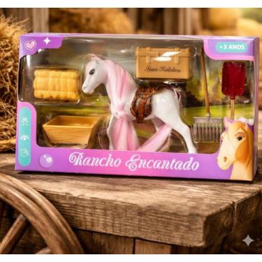 Imagem de Brinquedo Kit Cavalinho Rancho Encantado Com Acessórios COR:BRANCO CRI