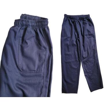 Imagem de CALÇA UNIFORME BRIM PESADO COM ELÁSTICO E BOLSOS AZUL MARINHO - Tamanh