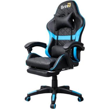 Imagem de Cadeira Gamer Brin7 B7-013 Reclinável Preto Azul Conforto Ergonômico S