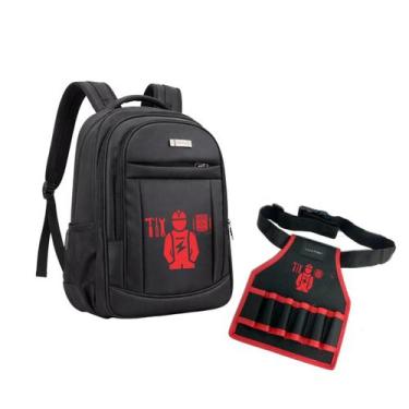 Imagem de Kit Bolsa Mochila Ferramentas e Cinto resistente Reforçado - Vermelho 