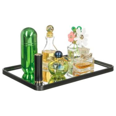 Imagem de Bandeja Decorativa Retangular Espelhada Luxo Perfumes Cosméticos Close
