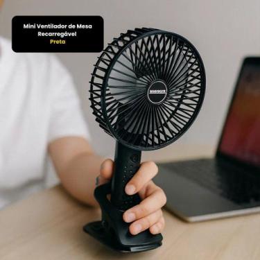 Imagem de Mini Ventilador de Mesa Recarregável - Preta - STARTOOLS