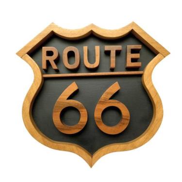 Imagem de Placa Decorativa Rota 66 Madeira Alto Padrão Em Relevo Vintage - Astan