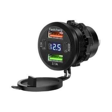 Imagem de Carregador De Carro USB Dual PD QC 3.0 De 117W, Adaptador De Tomada À 