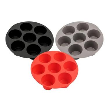 Imagem de Kit 3 Formas Silicone P/ Airfryer Cupcake Antiaderente - Kadê
