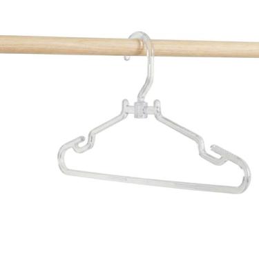 Imagem de Kit 10 Cabides Acrílico Transparente 44cm Grosso Gancho Giratório 360 