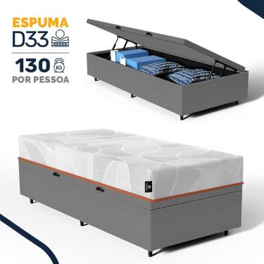 Imagem de Cama Box Baú com Colchão de Espuma D33 Enrolado Sonno Full - Umaflex Solteiro 88cm