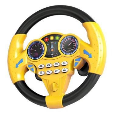 Imagem de Volante Interativo Infantil Amarelo Musical com 8 Sons Gira 360 e Vent