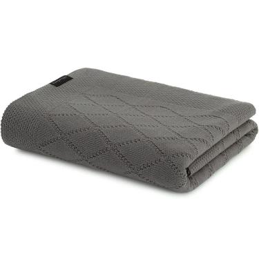Imagem de Peseira Decorativa para Cama Casal Amara Tricot Acrílico 70x220cm 1 Peça Cinza Aço Altenburg