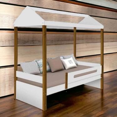 Imagem de Cama Solteiro Casa Lara em Formato de Casinha em MDF Branco para Quarto Infantil Lara Decorações