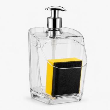 Imagem de Dispenser Detergente Translúcido 500ml UZ UTILIDADES com Porta Esponja
