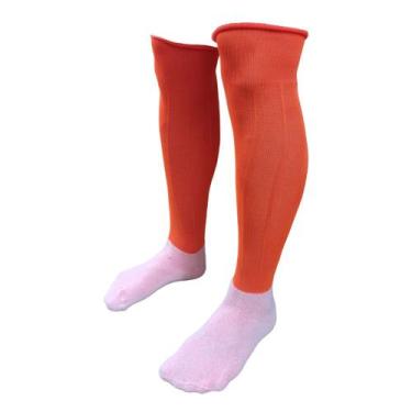 Imagem de Meião De Futebol Delfia Adulto Kit com 16 Pares, Laranja cítrico, Únic