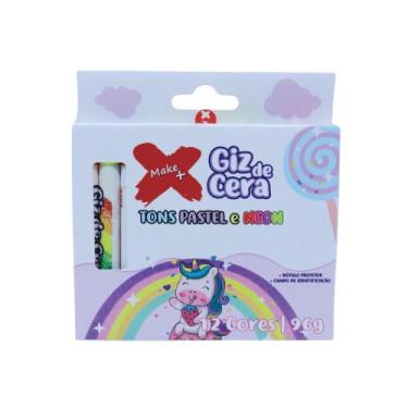 Imagem de Giz de Cera 6 Neon + 6 Tons Pastéis  Redondo Com Capa Protetora - Make