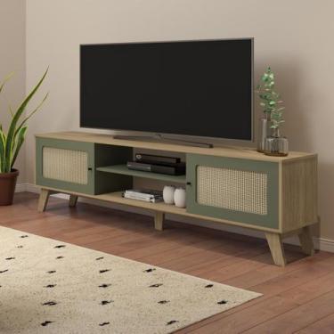 Imagem de Rack Retrô para TV até 75 Polegadas MDF 180cm 2 Portas Charlotte Verde