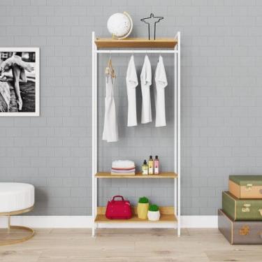 Imagem de Estante Closet Arara 187x80cm 3 Prateleiras Active Yescasa Marrom/Lâmi