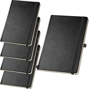 Imagem de Kit 5x Caderneta de Anotações 13,7x21cm 80 Fls Sem Pauta Preto - TopGe