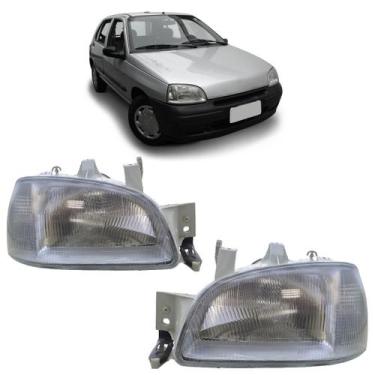 Imagem de Farol Dianteiro Clio 1996 1997 1998 A 1999 Lente Estriada Vidro Máscar