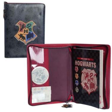 Imagem de Caderno De Anotações Harry Potter Hogwarts 40 Folhas Capa Pasta Com Zí