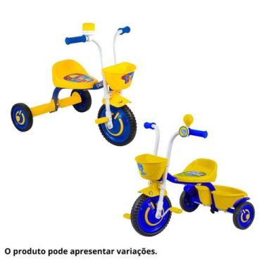 Imagem de Triciclo Infantil Nathor Motoca Menino Alumínio com Buzina, Amarelo